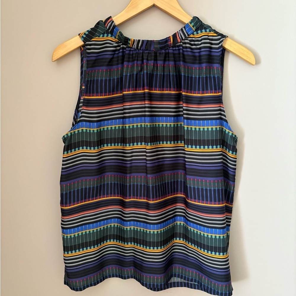 LOFT Women's Petite M Multicolor Striped Sleeveless Blouse Casual